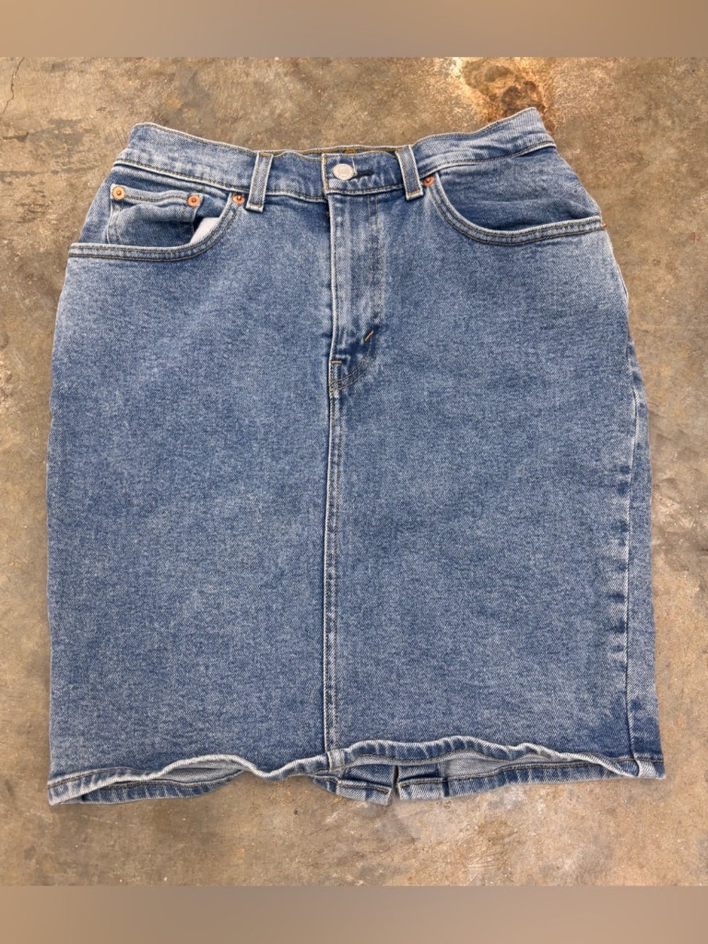 Levi's Premium Mid-Length Western Blue Denim Skirt Medium Wash Womens 28